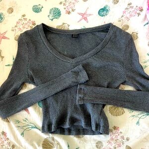 gray long sleeve top